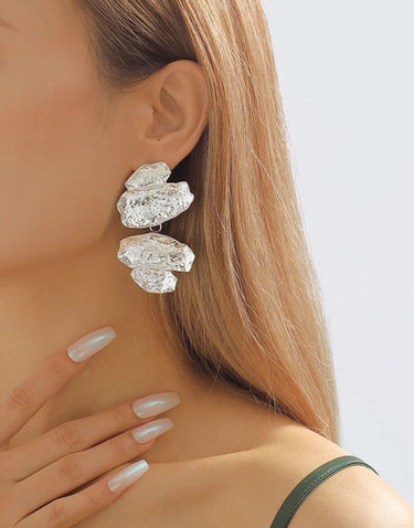 Aretes Doble Alga Plana Plata